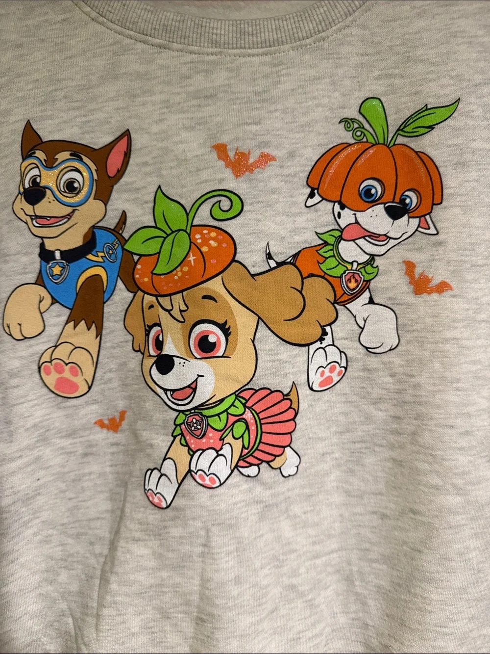 PAW Patrol Halloween Pumpkin Crewneck Sweatshirt - Light Gray